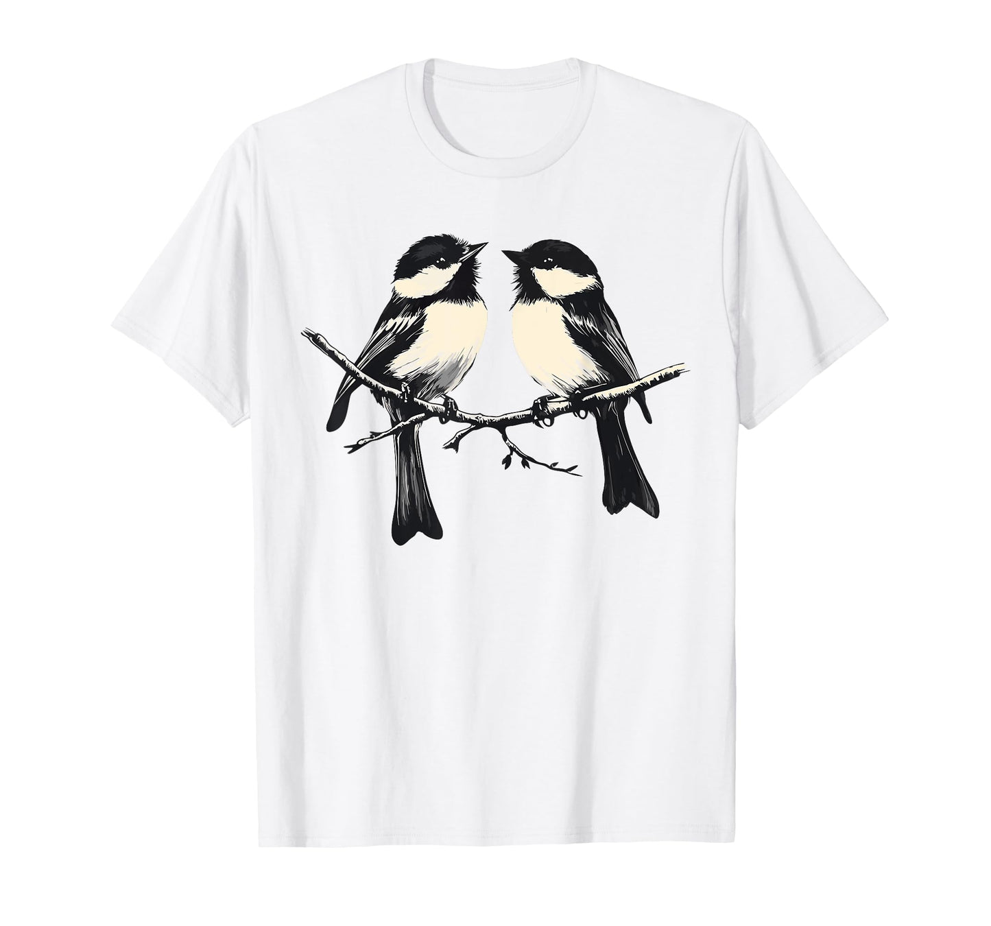 Chickadee Drawing Cute Black-Capped Chickadees T-Shirt