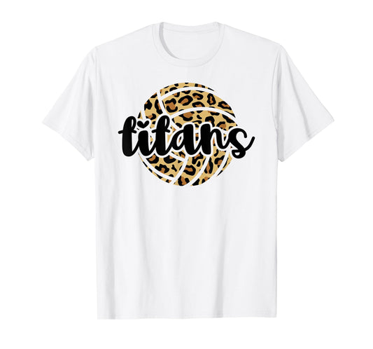 Titans Volleyball Team Leopard Mascot School Spirit Game T-Shirt