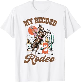 My Second Rodeo Retro Western 2nd Birthday Country Cowgirl T-Shirt