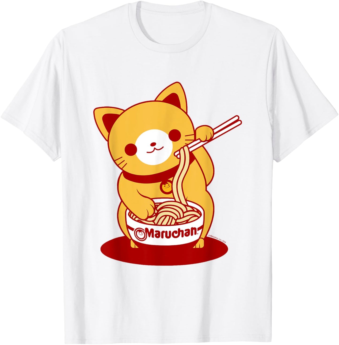 Maruchan Ramen Noodle Cup Cute Cat Big Chest Logo T-Shirt