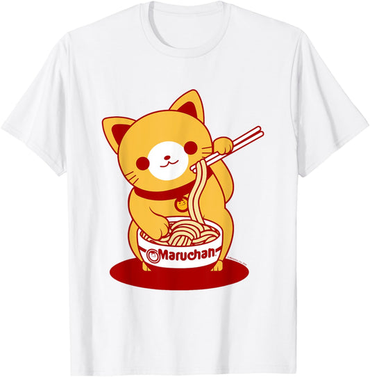 Maruchan Ramen Noodle Cup Cute Cat Big Chest Logo T-Shirt