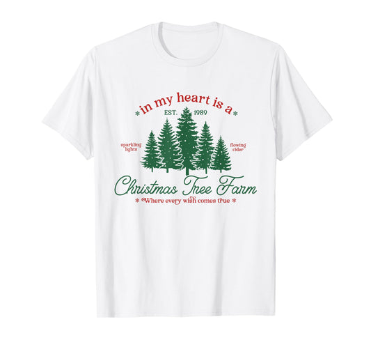 In My Heart Is A Christmas Xmas Tree Farm Vintage Clothing T-Shirt