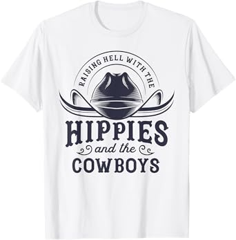 Hippies And Cowboys Cowgirls Retro 70s Western Country Rodeo T-Shirt