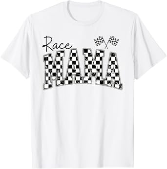 Race Mama Checkered Flag Racing Mom T-Shirt