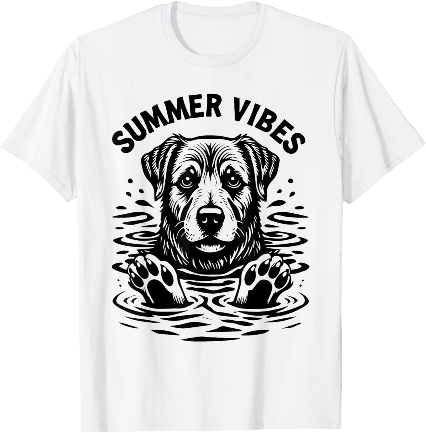Summer Vibes Swimming Dog Graphic T-Shirt