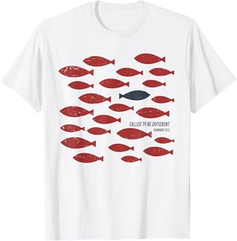 Called To Be Different Funny Fish Red Blue Romans 12 2 T-Shirt
