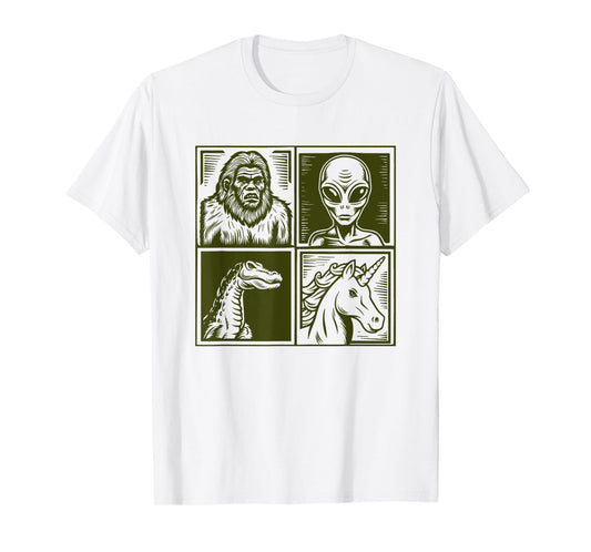 Cryptid Bigfoot Unicorn Alien Lock Ness Pop Art Style Art T-Shirt