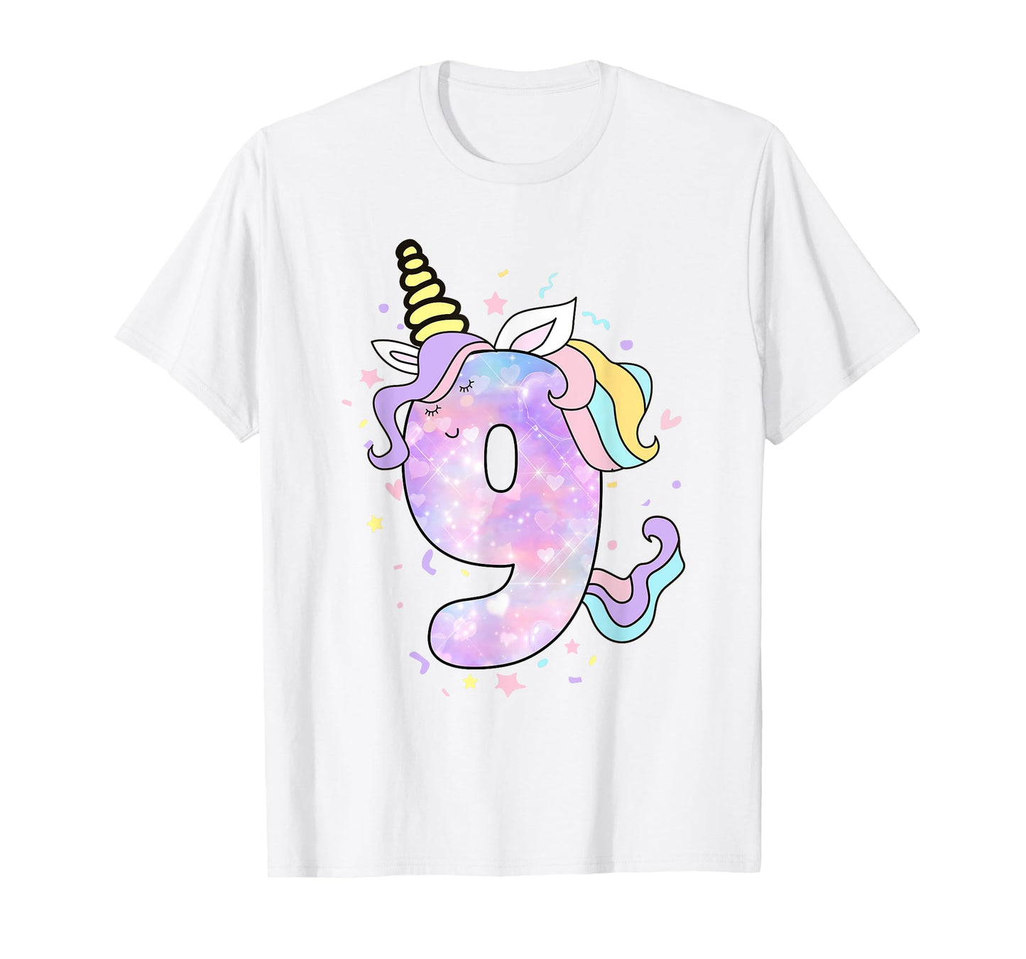 Unicorn Birthday Shirts for Girls Outfit 9th Nine Year Old T-Shirt