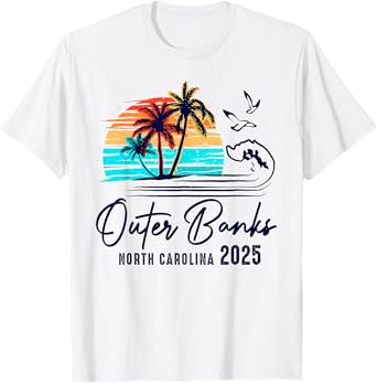 Outer Banks North Carolina 2025 Vacation Souvenir Group T-Shirt