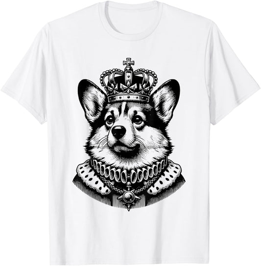 Vintage Corgi Dog with Crown - Welsh Pembroke Dog Lover T-Shirt