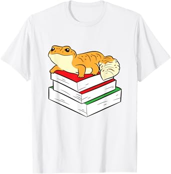 Leopard Gecko Sleeping On Books Reading And Geckos T-Shirt