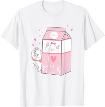 Disney The Aristocats Marie I Love Milk Carton Pink Logo T-Shirt
