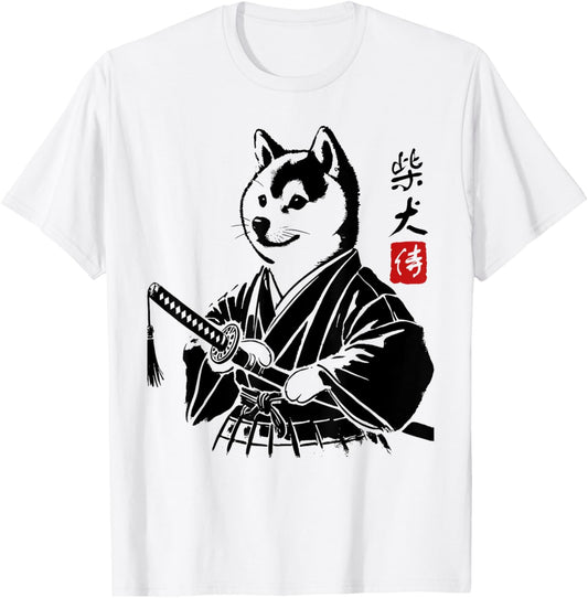 Samurai Shiba Inu Dog Ukiyo-e Graphic Japanese Anime Art T-Shirt