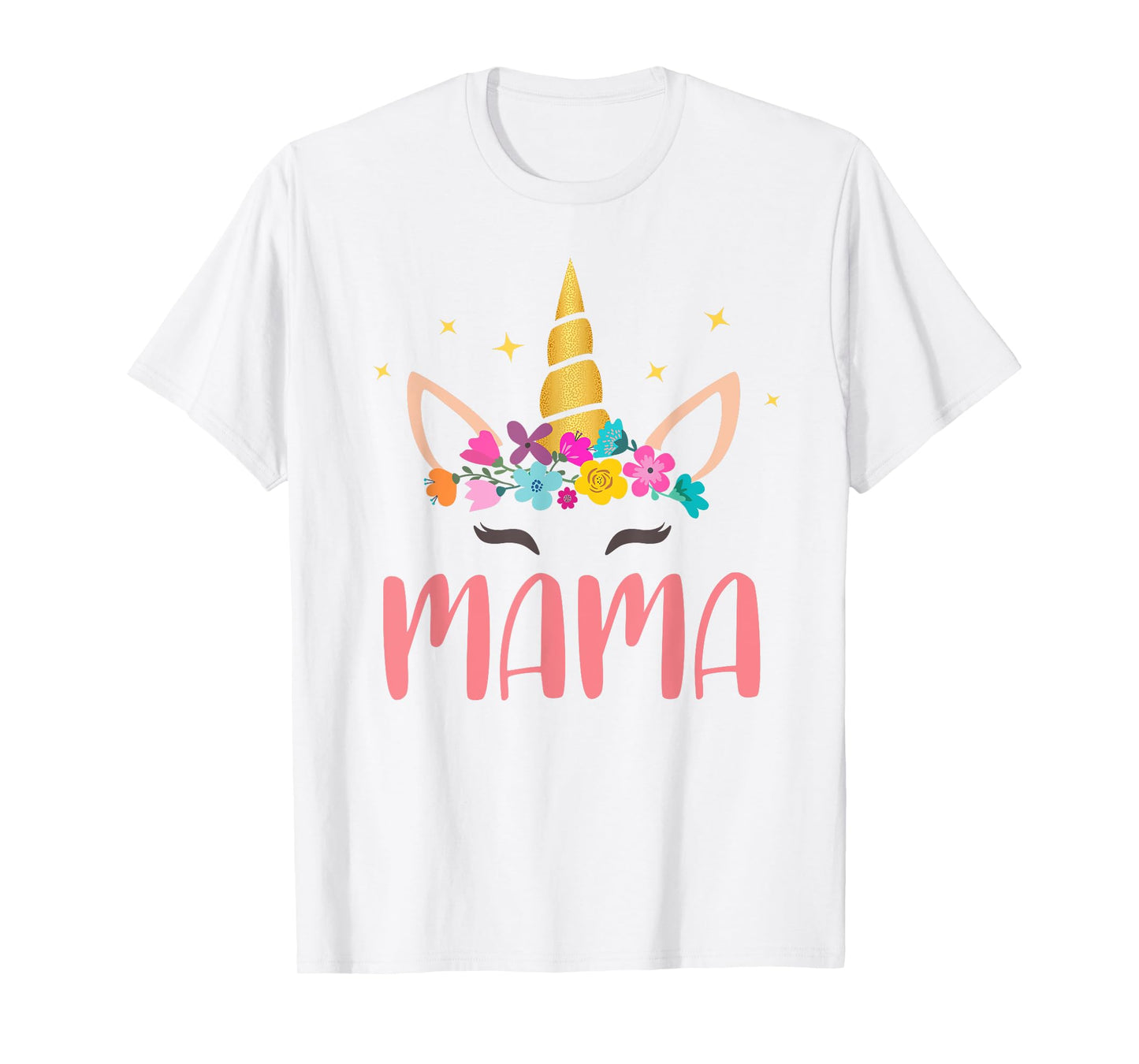 Mama Unicorn Floral Birthday Matching T-Shirt