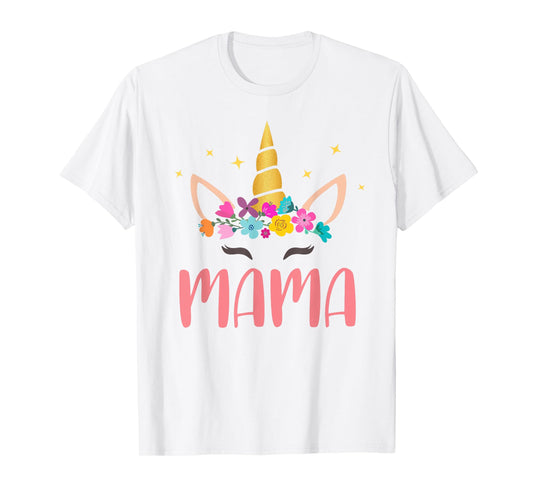Mama Unicorn Floral Birthday Matching T-Shirt
