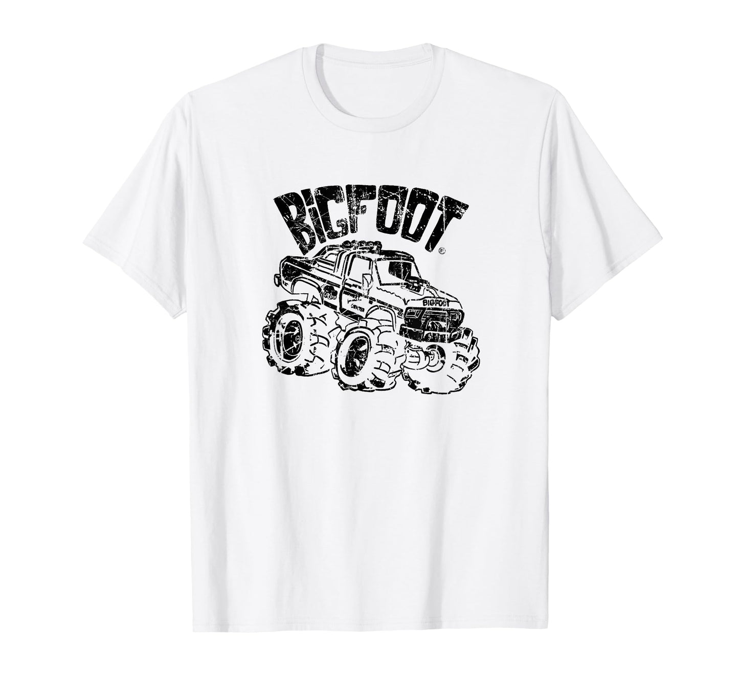Classic BIGFOOT Cartoon Logo and Truck Distressed T-Shirt
