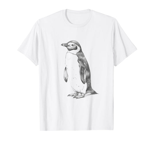 Vintage Penguin Drawing Art Design T-Shirt
