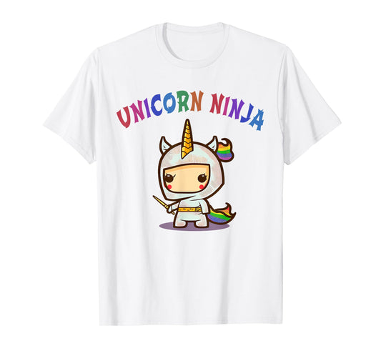 Funny UNICORN NINJA Birthday Girl Team Princess Pre-K Pink T-Shirt