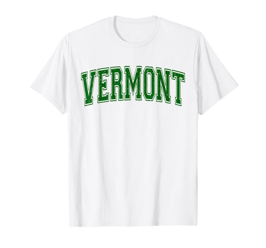 VERMONT VARSITY STYLE TEXT FLAG SPORTS ATHLETIC JERSEY STYLE T-Shirt