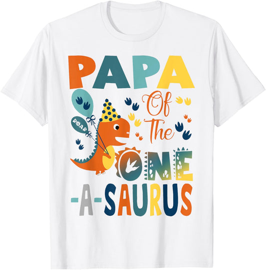 Papa Of The One-A-Saurus 2Nd Birthday Dinosaur Party T-Shirt