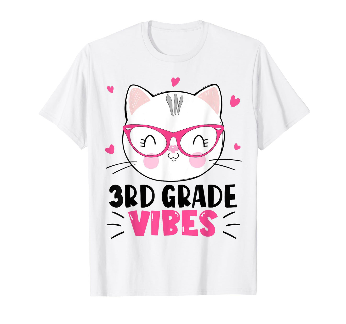 Cute 3rd Grade Vibes Cat Kitten Lover Back To School Girls T-Shirt