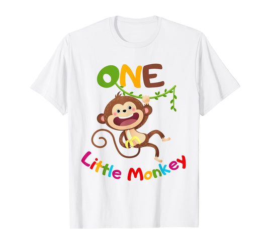 ONE Little Monkey Jungle Monkey Theme 1st Birthday Party T-Shirt