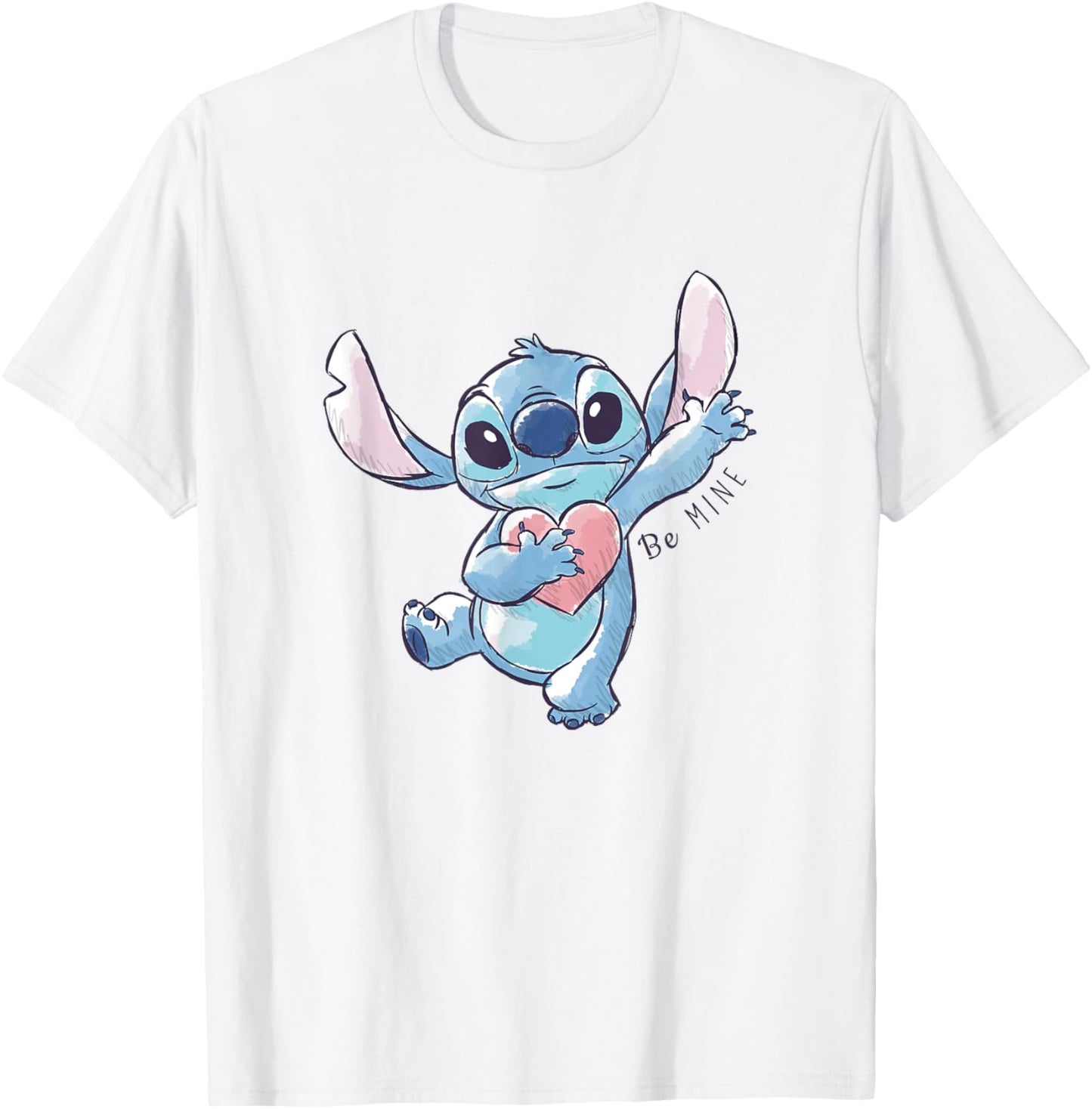 Disney Lilo & Stitch Valentine's Day Be Mine Sketch Portrait T-Shirt