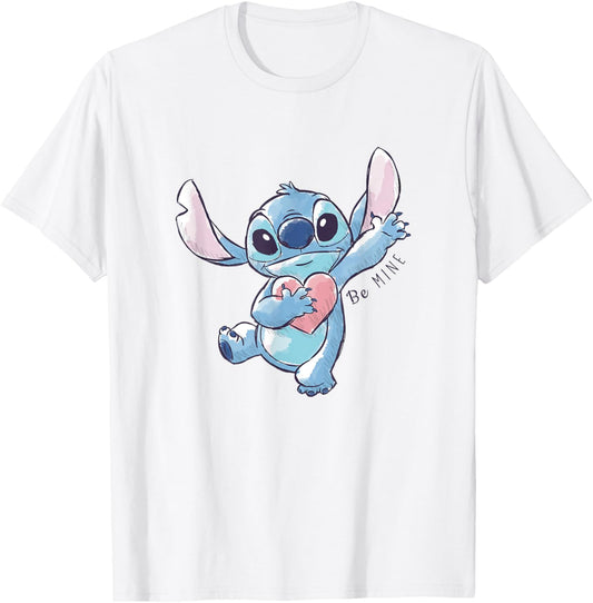 Disney Lilo & Stitch Valentine's Day Be Mine Sketch Portrait T-Shirt