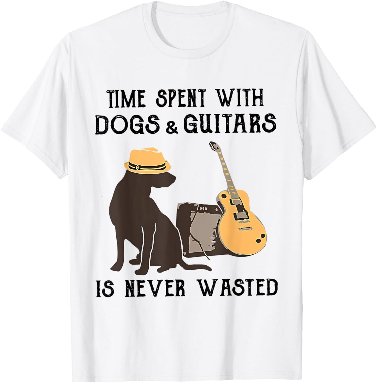 Time Spent With Dog And Guitars Is Never Wasted Saying T-Shirt