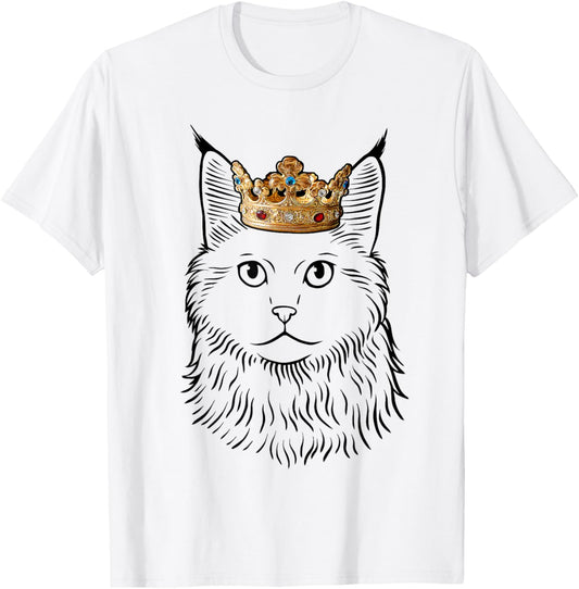 Maine Coon Cat Wearing Crown T-Shirt