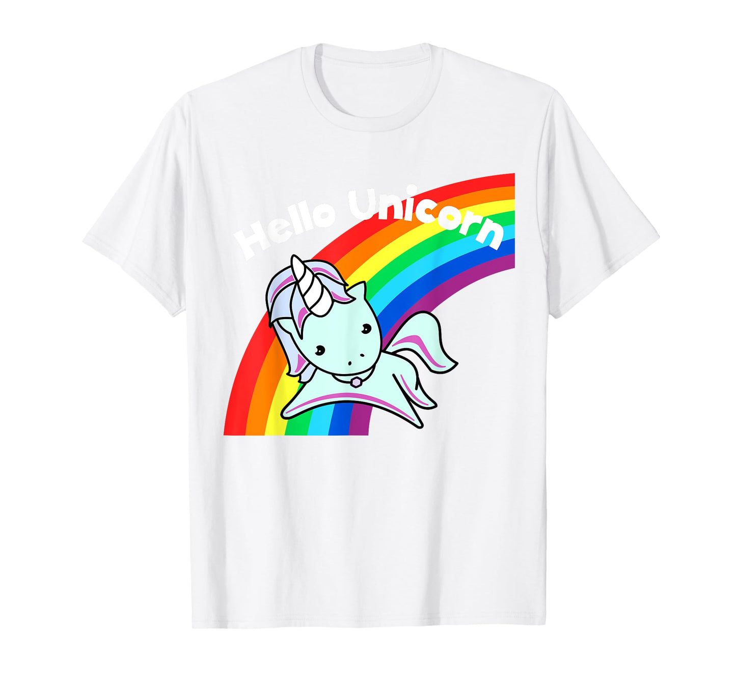 Pink Hello Unicorn Rainbow T-Shirt