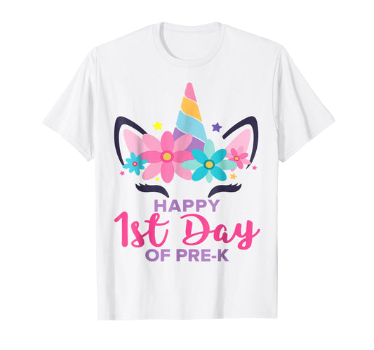 Pre K Unicorn Girl Happy 1st Day Of Pre-K Back To School T-Shirt