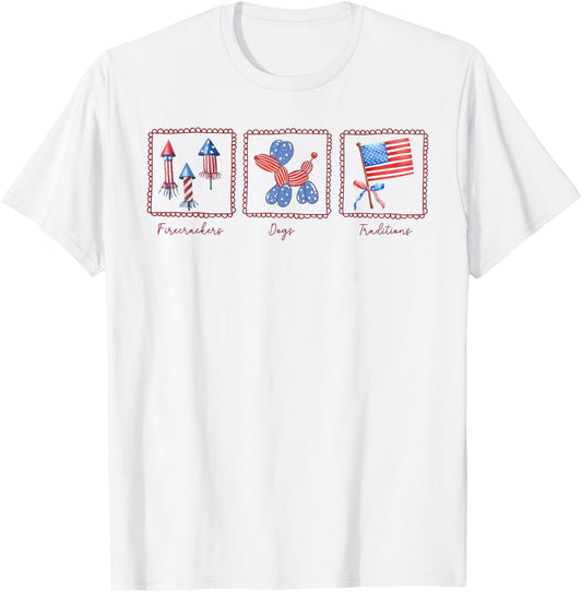 Subtle Firecrackers Dogs Traditions Resist Trump 4th of July T-Shirt