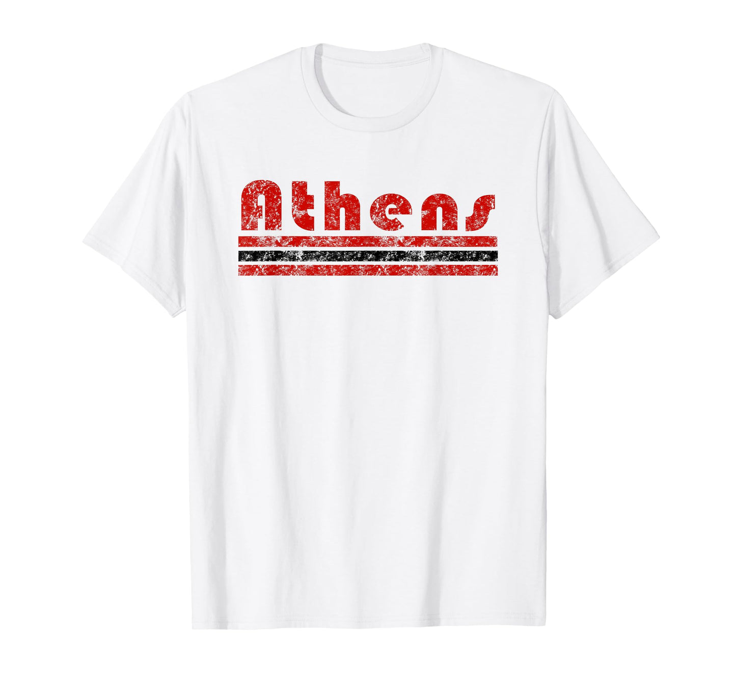Athens Georgia Retro Three Stripe Weathered Vintage T-Shirt