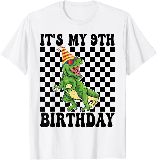 9 Year Old Gifts It's My 9th Birthday Boys Dinosaur T Rex T-Shirt