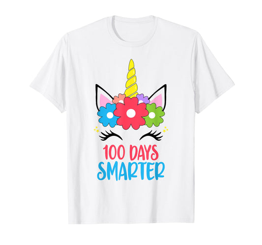100 Days Smarter 100th Day Of School Unicorn Girls Women T-Shirt
