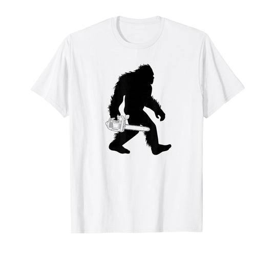 Bigfoot Carrying Chainsaw T-Shirt, Lumberjack Sasquatch Tee T-Shirt