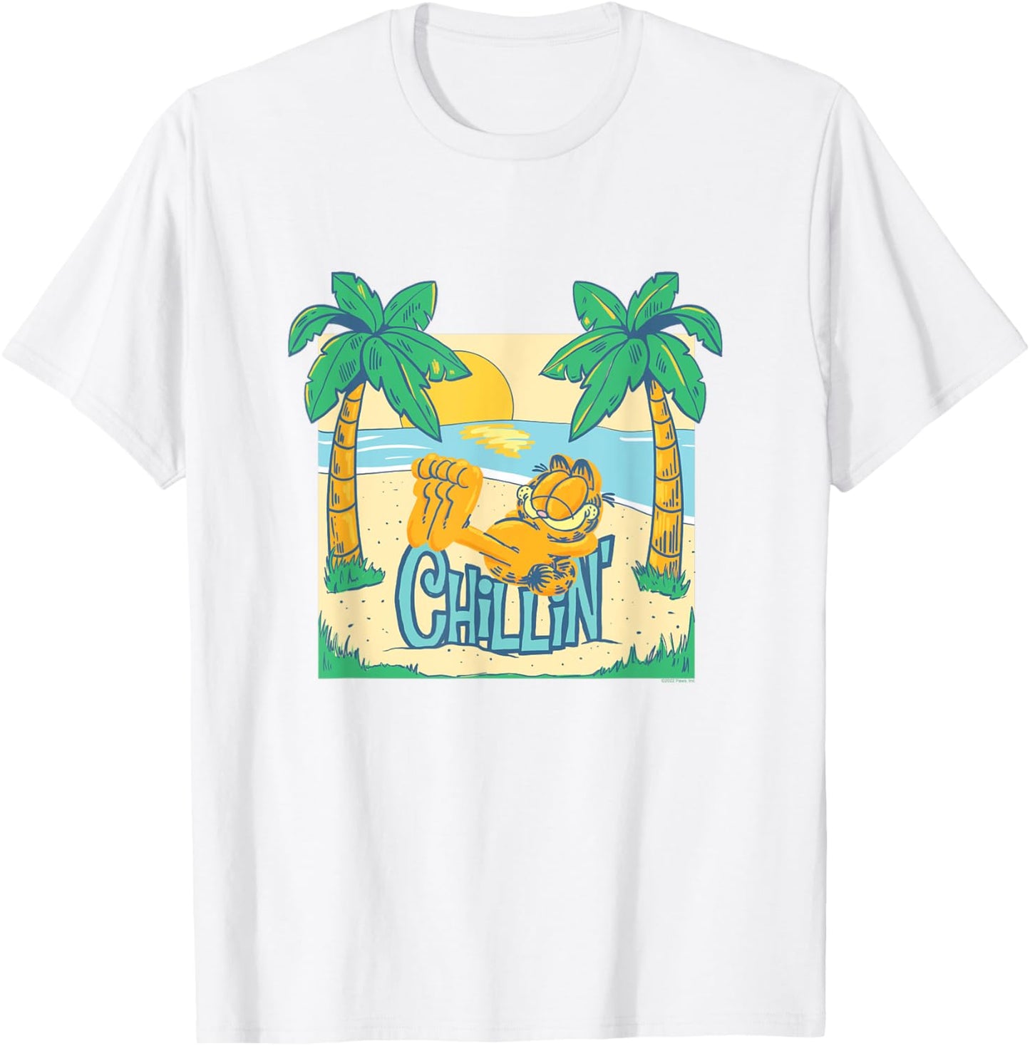 Garfield Chillin' at the Beach Summertime Cartoon Cat T-Shirt