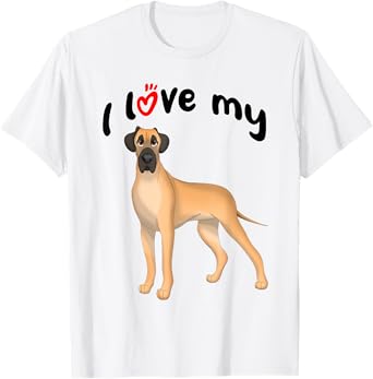 I Love My Fawn Great Dane Dog T-Shirt