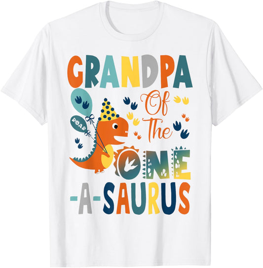 Grandpa Of The One-A-Saurus 2Nd Birthday Dinosaur Party T-Shirt