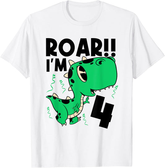 4th Birthday Dinosaur Birthday Party 4 Year Old Dino T-Shirt