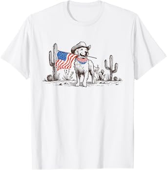 Dog American Flag Dog Cowboy For Dog Dad Men T-Shirt