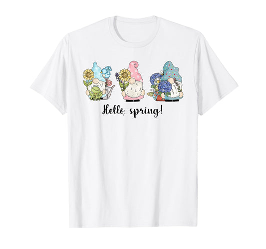 Hello Spring Gnomes with Flowers Butterflies Easter Top Girl T-Shirt