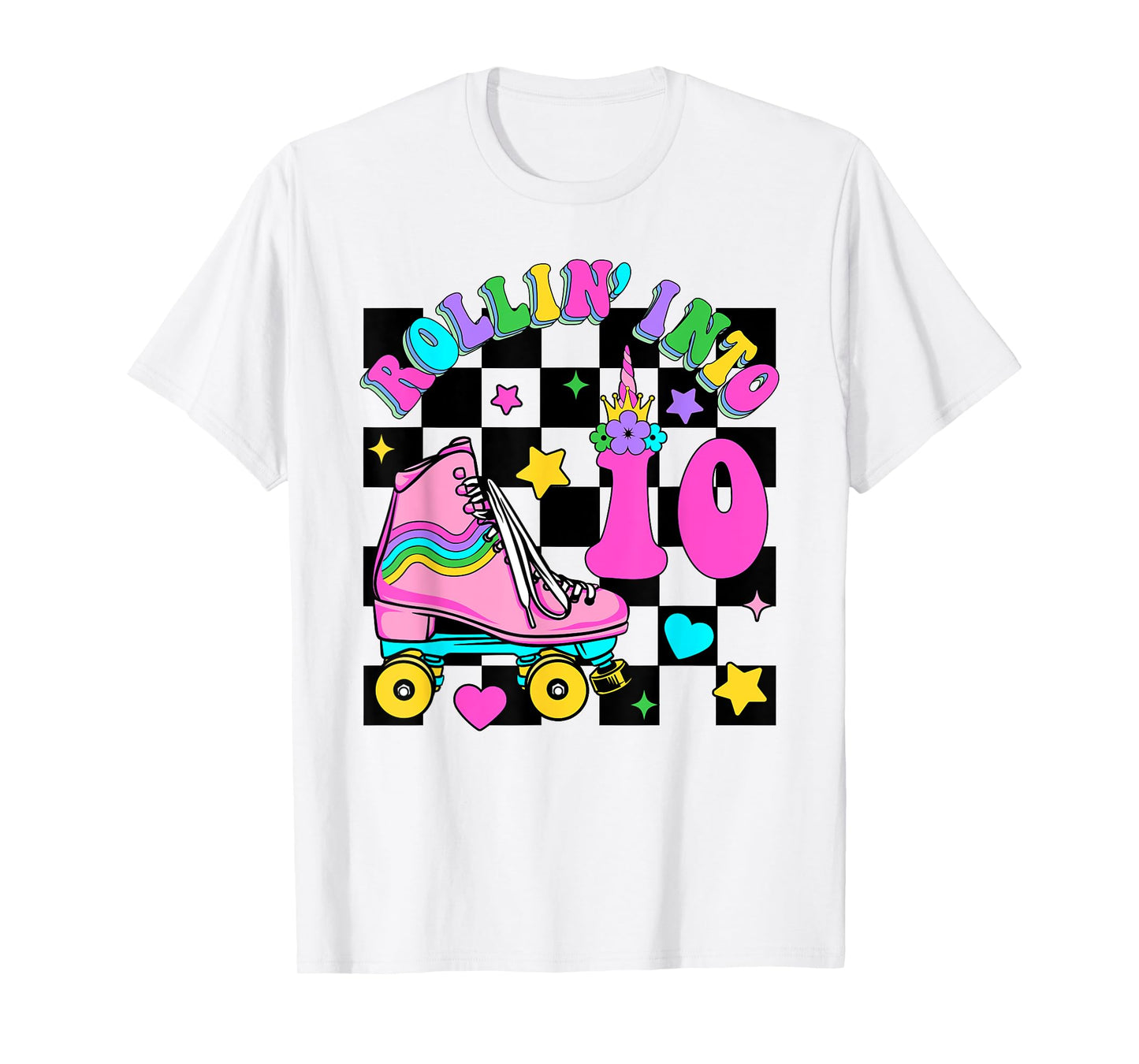 Rolling Into 10 Years Old Skater 10th Birthday Kids Girls T-Shirt