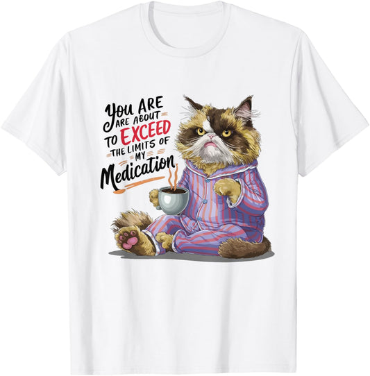 You Are About To Exceed The Limits Of My Medication Funny T-Shirt, Small, White
