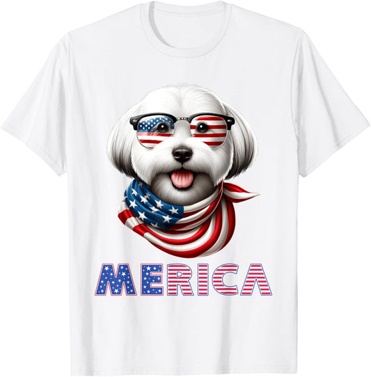 Merica Havanese Cute Dog American Flag Patriotic 4th of July T-Shirt