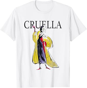 Disney 101 Dalmatians Cruella de Vil Sassy Retro Sketch T-Shirt