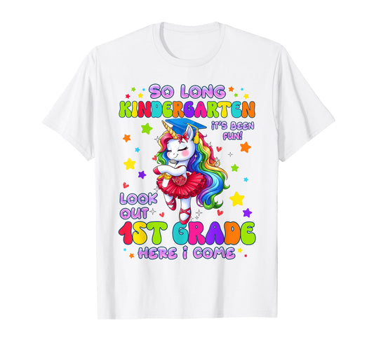 Kindergarten Graduation 2025 Graduate Girls Unicorn 1st Grad T-Shirt