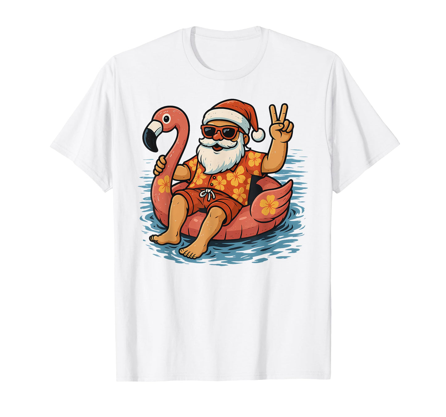 Christmas In July Santa Flamingo Summer Xmas Boys Kids T-Shirt