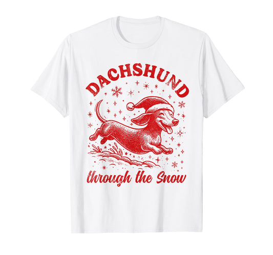 Funny Dachshund Christmas Wiener Dog Cute Doxie Lover X-Mas T-Shirt